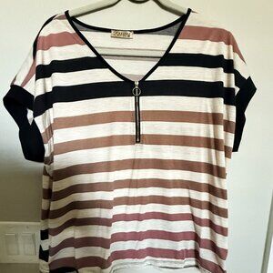 LAVISH Brown, cream and Tan Top   XL